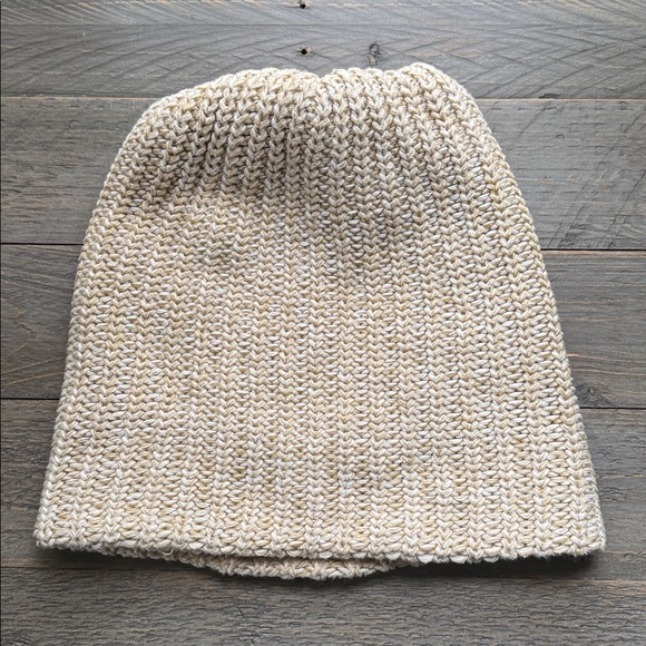 Love Your Melon Cream Knit Beanie with Leather Patch OS - Picture 2 of 5
